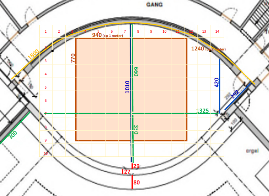 Detailplan van het podium